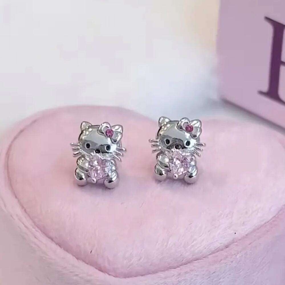 Hello Kitty Stud Earrings Set Punk Minimalist Gift